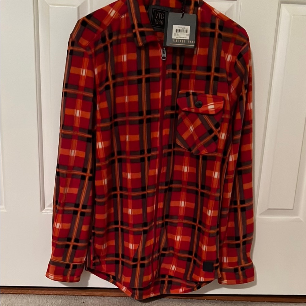 Men's Red Plaid Casual Button Down Shirt
